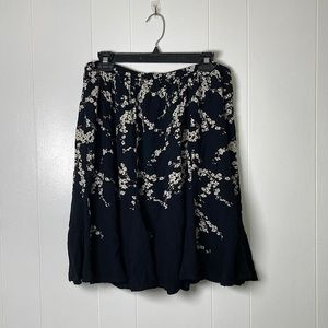 Black and White Floral Midi Skirt